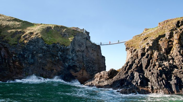 Crossing Carrick a rede rope bridge in Northern Ireland