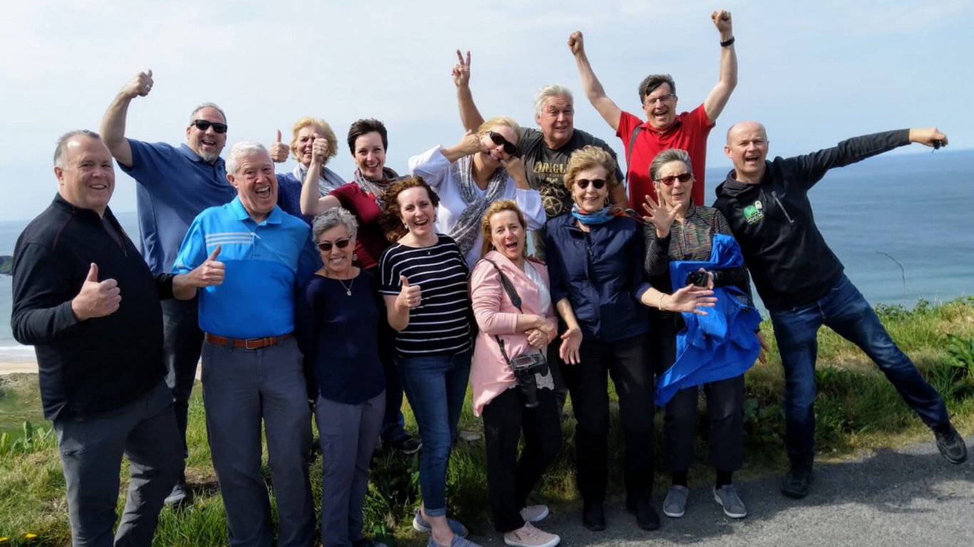 happy tour group in northern ireland