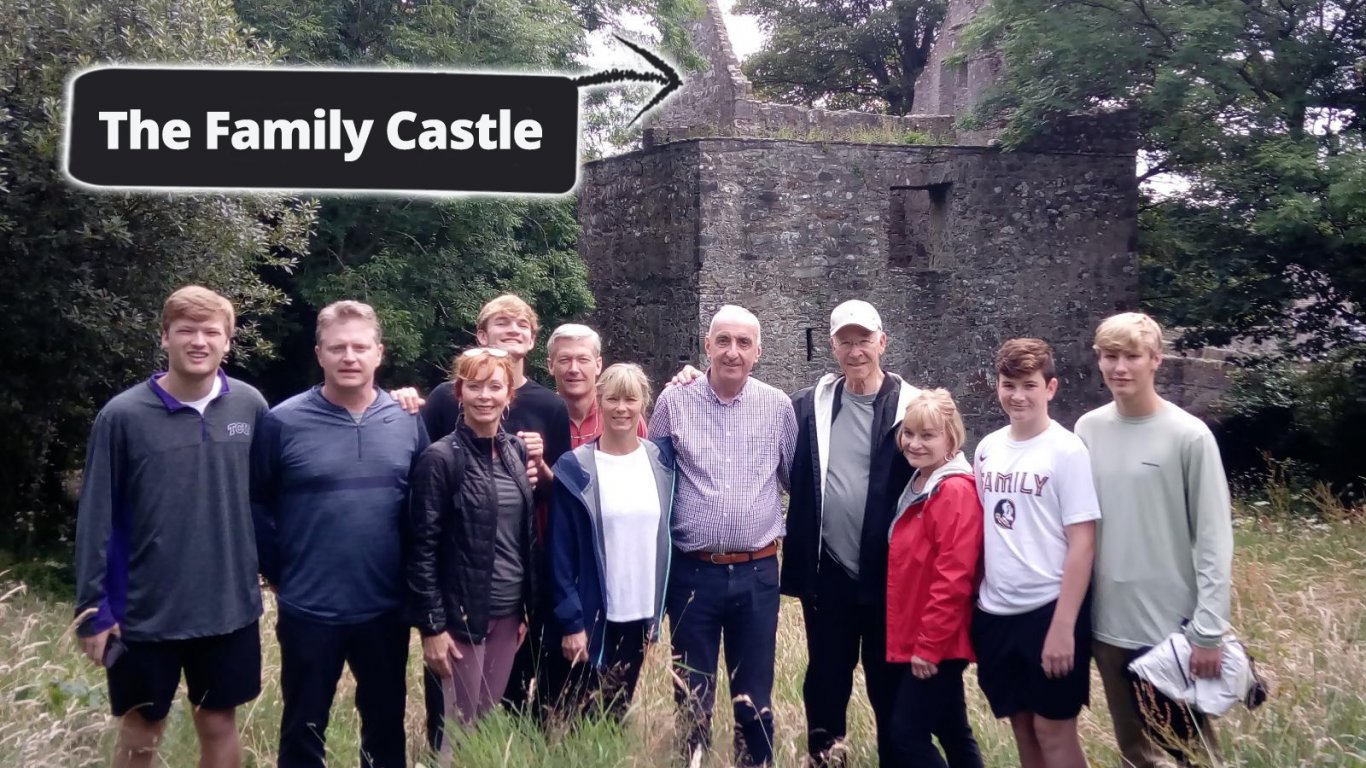 Happy Family Group at Their Ancestral Castle a Private Tour of Ireland with Vagabond