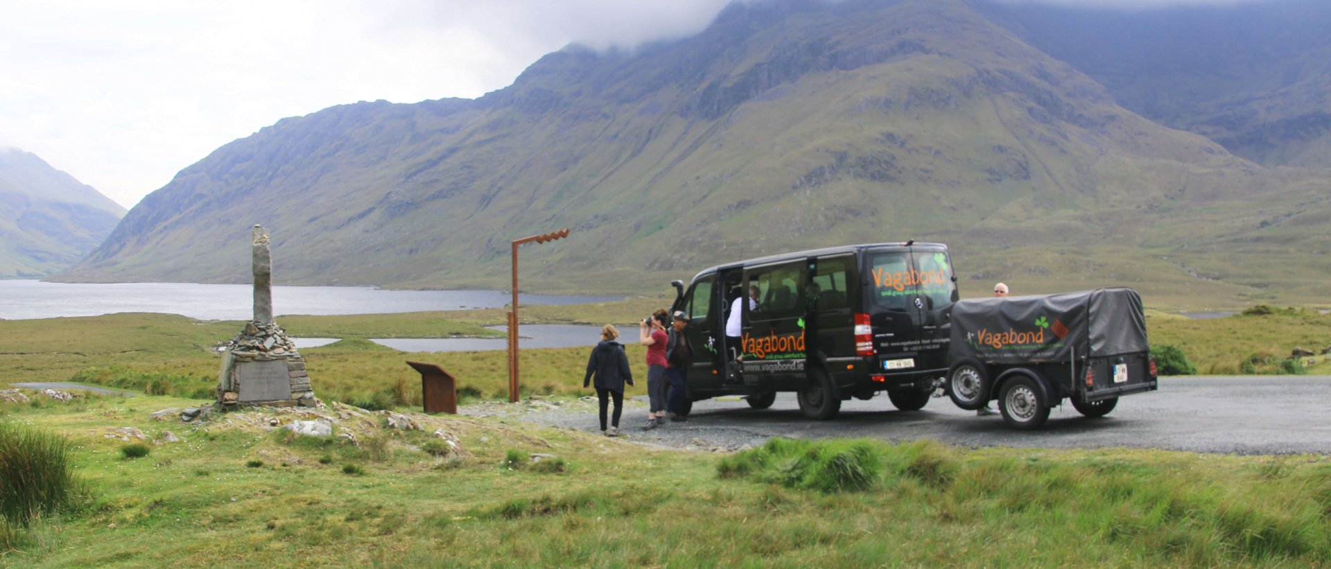 A Vagabond group taking in the views at the Doolough Valley in the sunshine