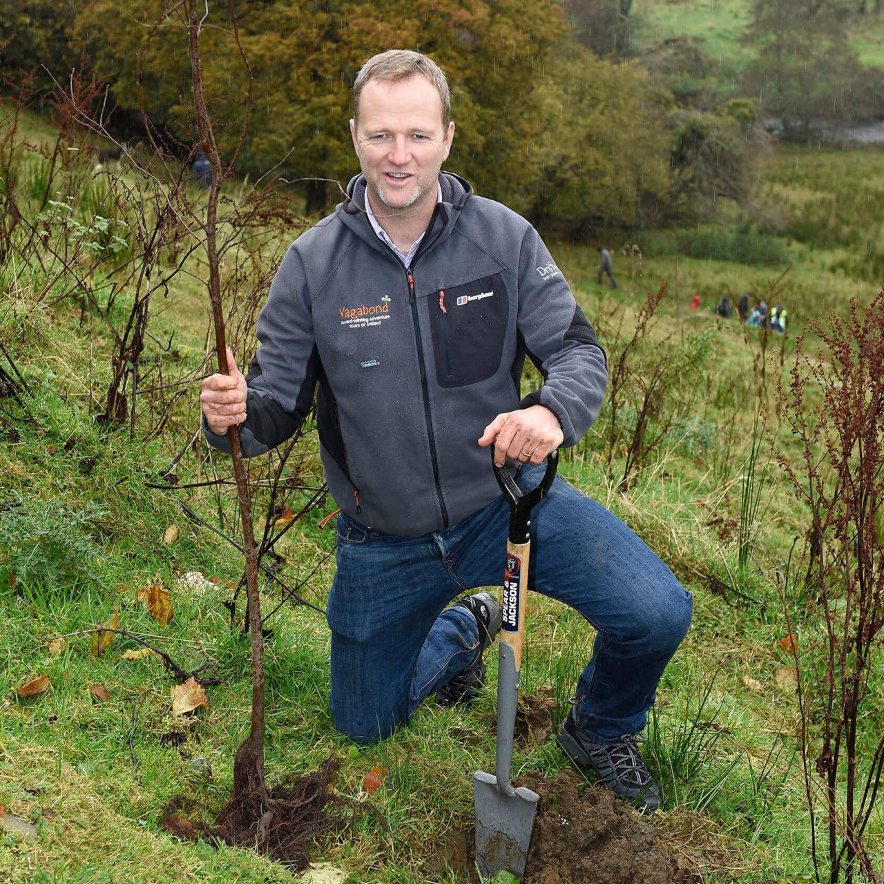 Rob Rankin of Vagabond small group tours of Ireland planting a tree