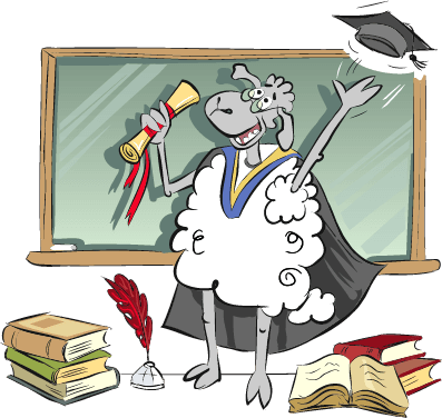Cartoon Sheep Graduating