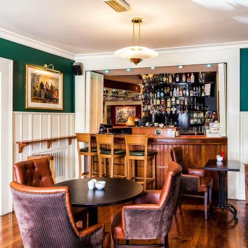 The interior of the bar and restaurant in the Wyatt hotel The interior of the bar and restaurant in the Wyatt hotel