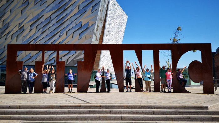 Belfast's Titanic Experience; the best Titanic museum in the world! Tour Group visit the Titanic Centre in Belfast, Northern Ireland