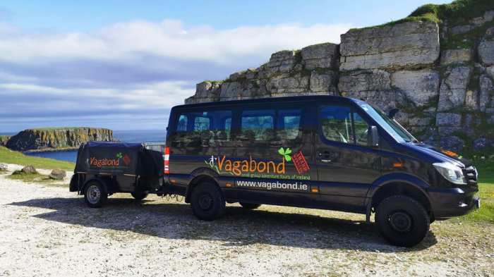 Be the only tour group in Ireland to travel in a 4x4 Mercedes vehicle The VagaTron vehicle