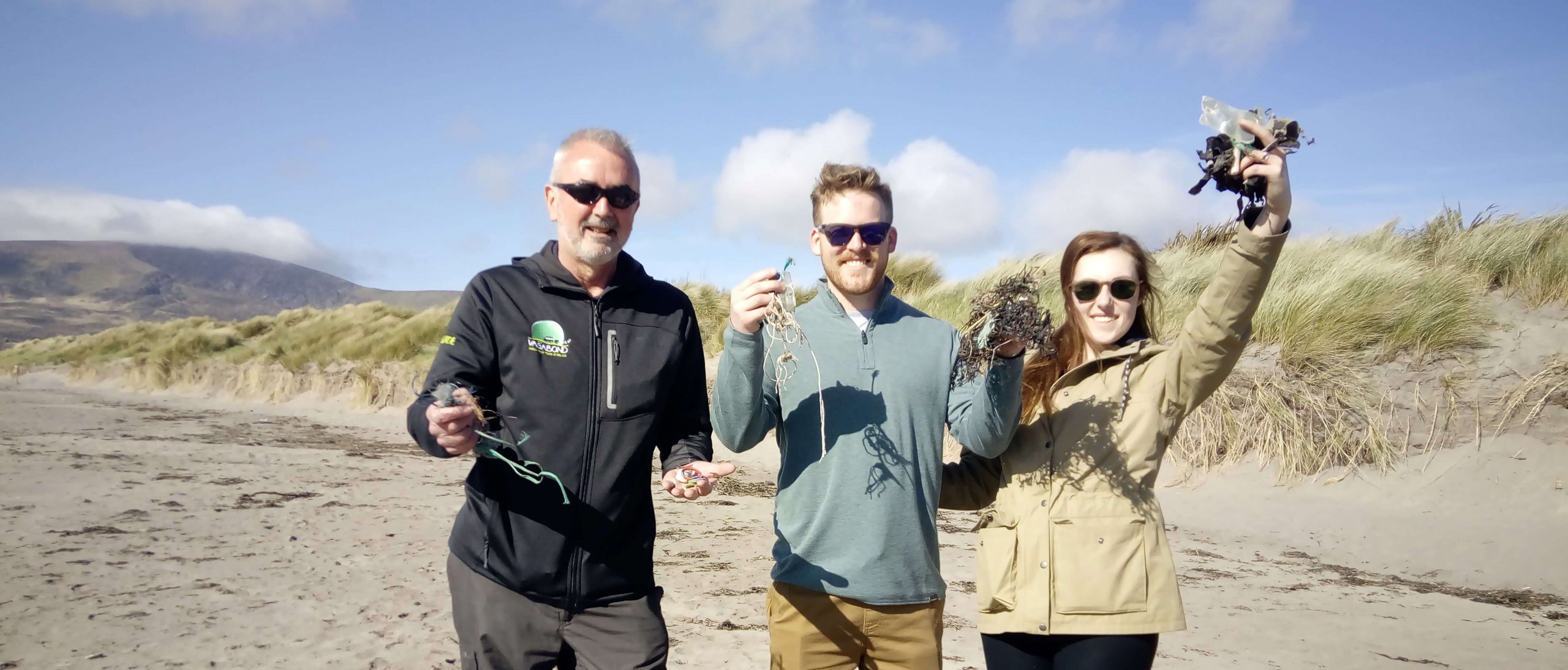 Our guests picking up plastic on Ventry beach in Dingle 