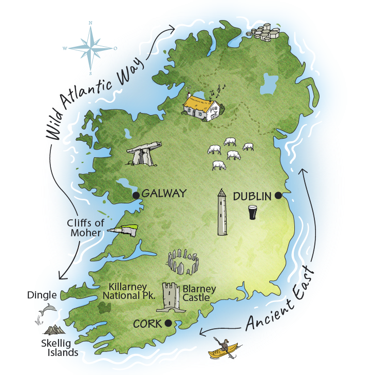 7 Day Tour of Ireland Map Itinerary Route