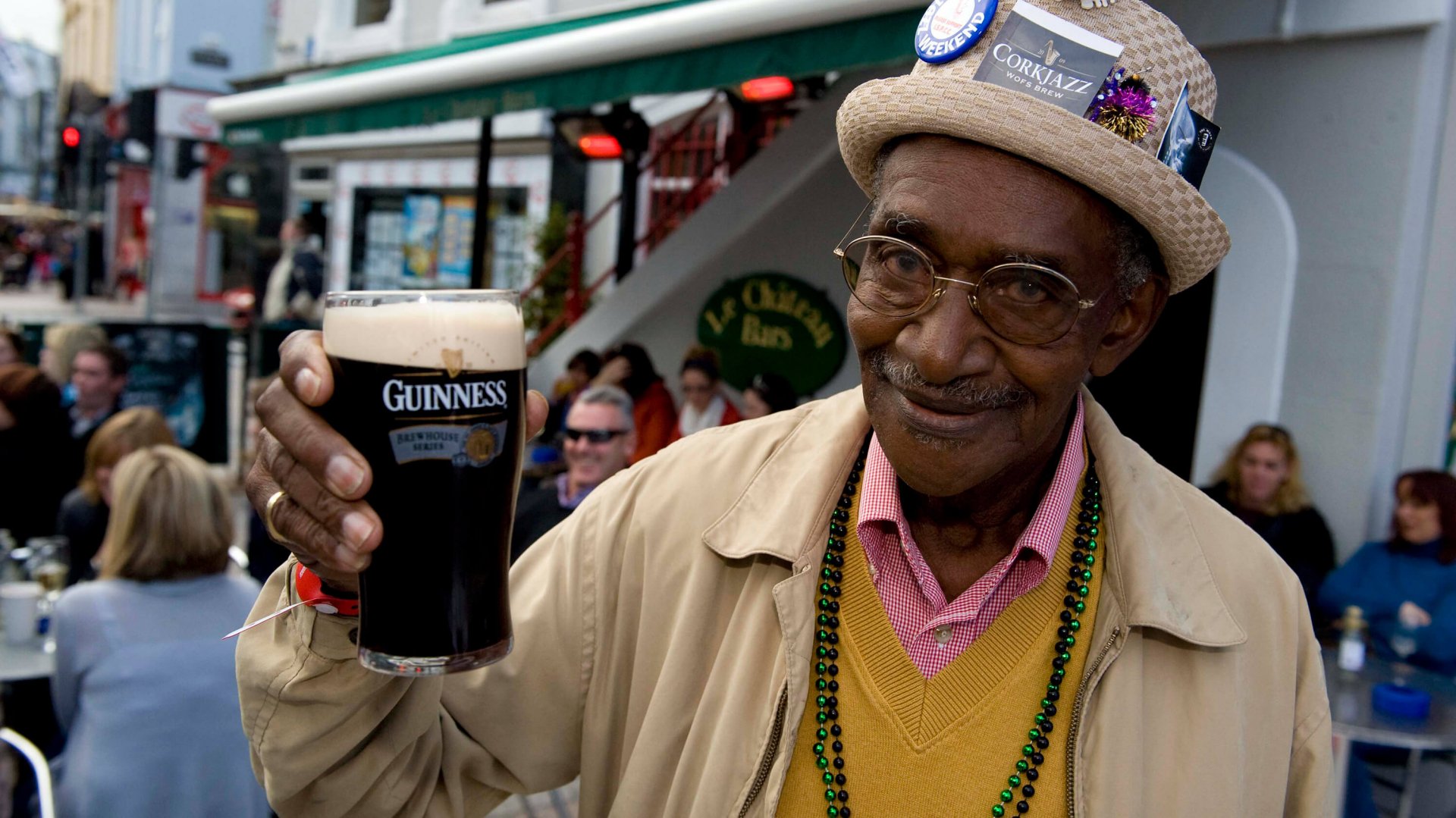 Man drinking Guinness 