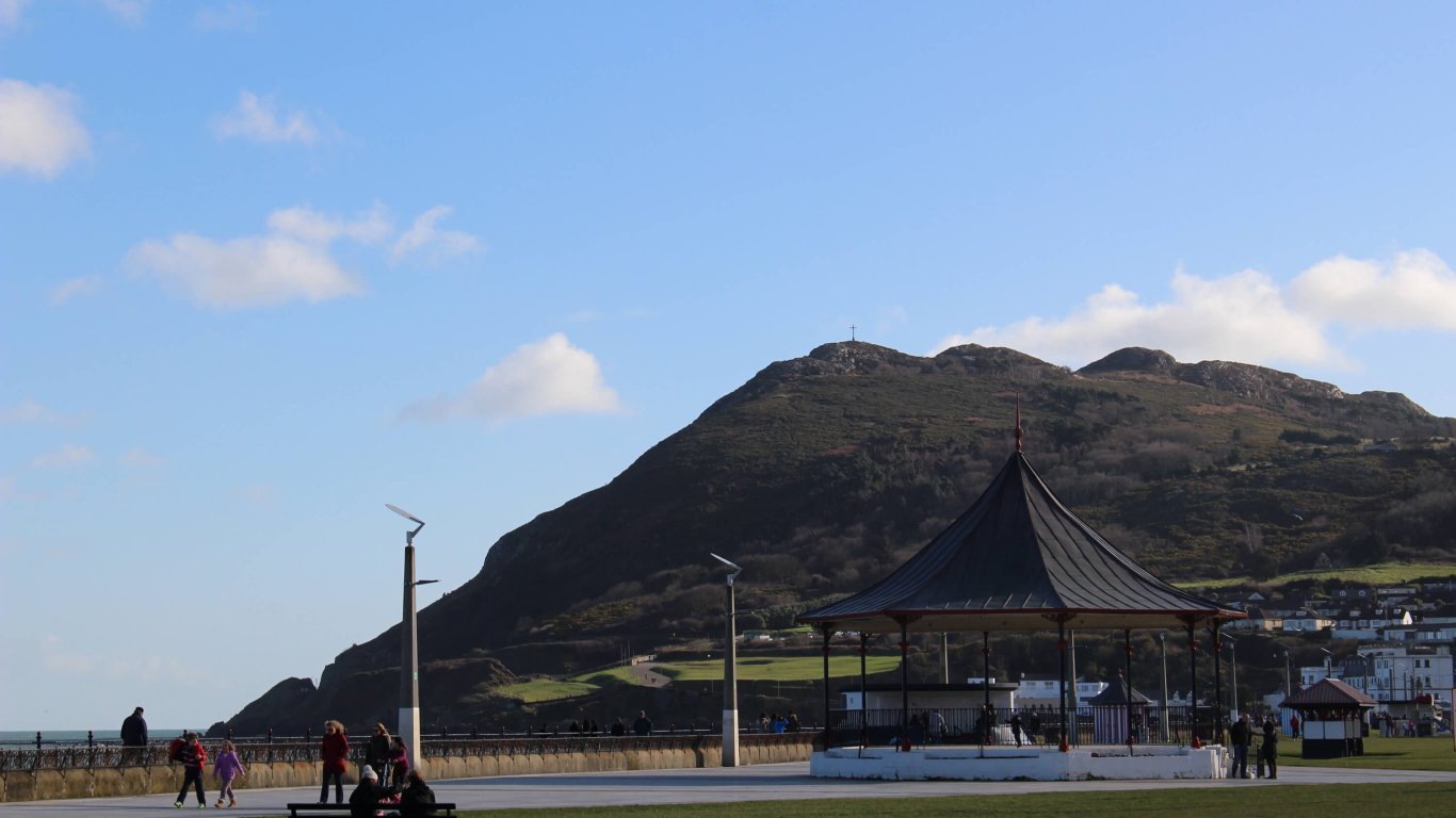 A bandstand on Bray seafront with a view of Bray head in the distance A bandstand on Bray seafront with a view of Bray Head in the distance