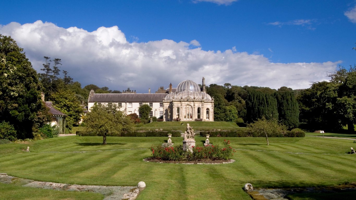 The exterior view of Killruddery house and gardens in the sunshine, Bray, Co. Wicklow An exterior view of Killruddery House and Gardens in the sunshine, Bray, Co. Wickow